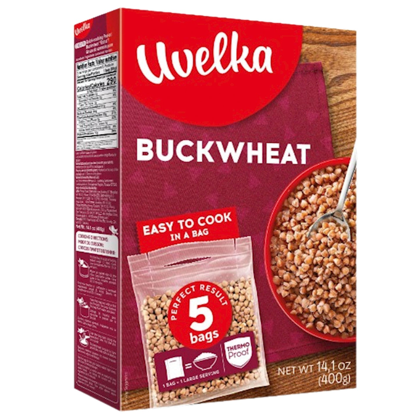 UVELKA BOIL-IN-BAG BUCKWHEAT 5x80GR x 8 BOXES