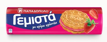 PAPADOPOULOS SANDWICH BISCUITS W/STRAWBERRY FLAVORED CREAM x 2PACK